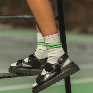 Princess Polly RUE CHUNKY SANDALS BLACK Size 6-7/7.5